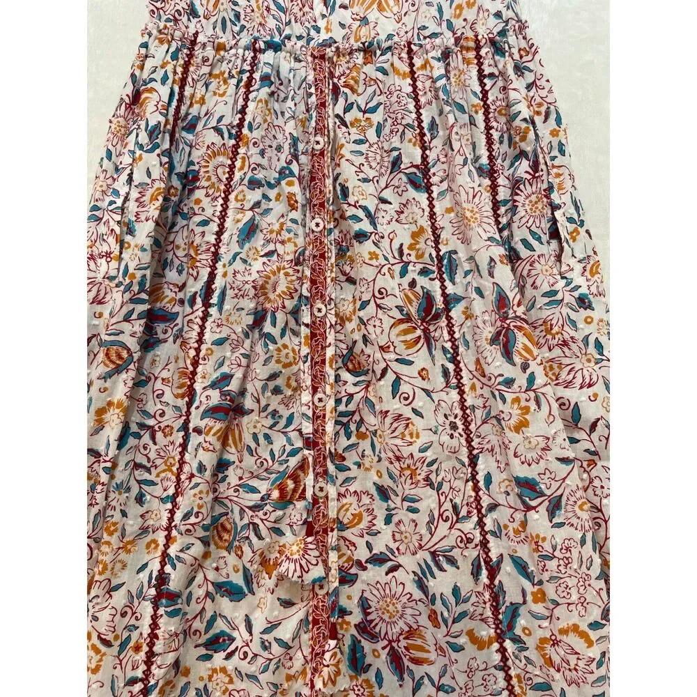 Poupette St Barth Carine Maxi Dress S Floral Halter Tiered Pockets Cottagecore - Picture 14 of 16